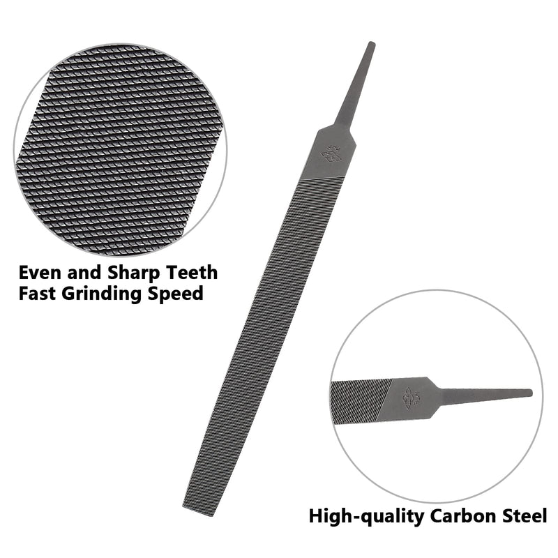 [Australia - AusPower] - Bivethoi 6 Inch Flat Medium Cut File, High-Carbon Steel Double Cut Teeth Single Hand File Without Handle Suitable for Wood, Metal, Sharpening 