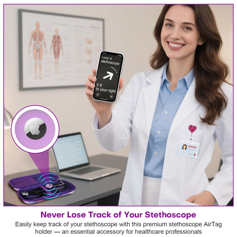 [Australia - AusPower] - MGZNMTY 6 Pcs Stethoscope Case Kit, Perfect Nurse Gift Include Hard Stethoscope Case for 3M Littmann Classic III, AirTag Holder, Medical Alert Label, ID Card, Nurse Badge Clip, Carabiner (Galaxy) Galaxy 