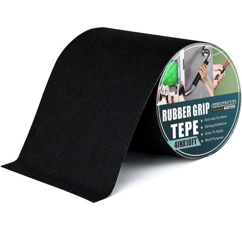 Black Grip Tape,4In x10Ft,Rubber Anti Slip Tape,Textured Ultra-Thin Grip Tape for desktops, Grips, armrests,Small Objects,Mobile Phones, Secure Hold,Friction,Comfort,DIY,Wear-Resistant 4Inx10Ft