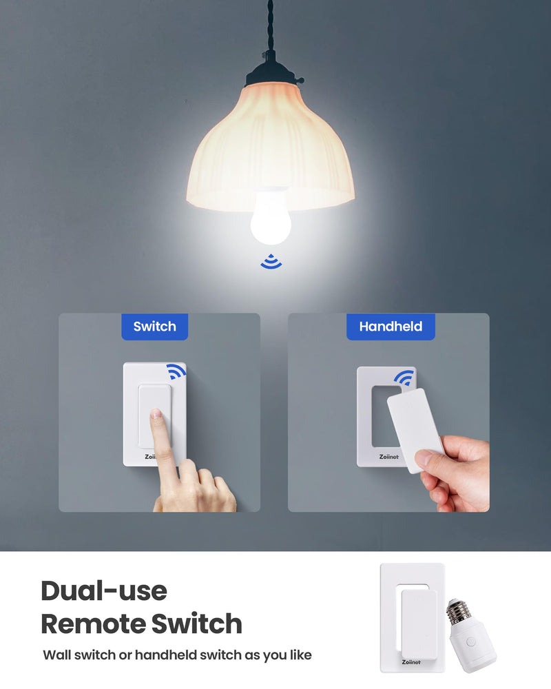 [Australia - AusPower] - 500W Remote Control Light Bulb Socket, Wireless Light Switch for Pull Chain Lighting Fixture, E26 E27 Bulbs Base Holder, Programmable, No Wiring Needed, for Bedroom, Stair, Closet & Garage 1 Switch 1 Socket 
