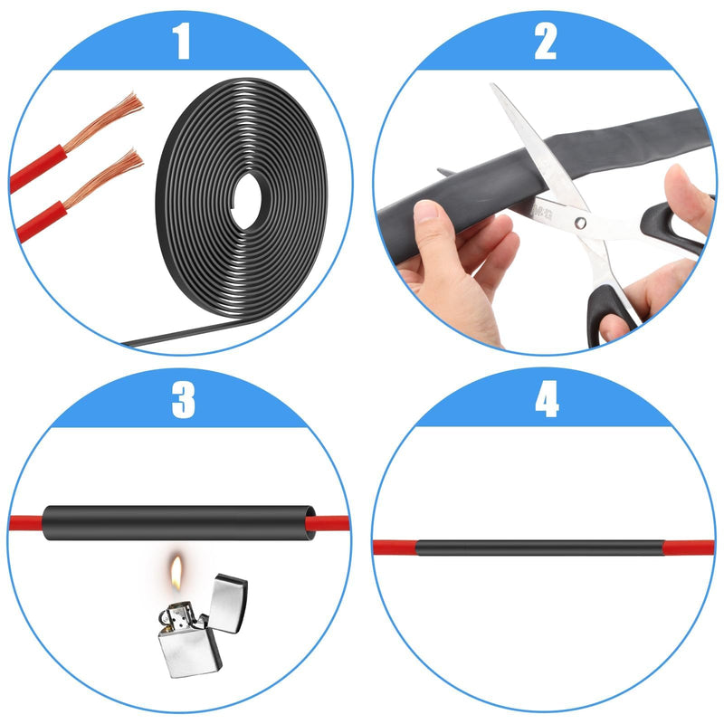 Mbsomnus Heat Shrink Tube with Adhesive 19.1 mm Heat Shrink Tube 3:1 (2 M) | Waterproof Heat Shrink Tubing Black Heat Shrink Tubing Roll Insulation Heat Shrink Tube for Cable Insulation 19.1mmx2m