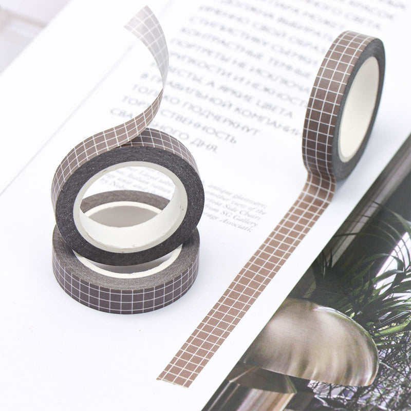 NatSumeBasics 2 Pack Brown Grid Washi Tape, 0.4" Decorative Tape