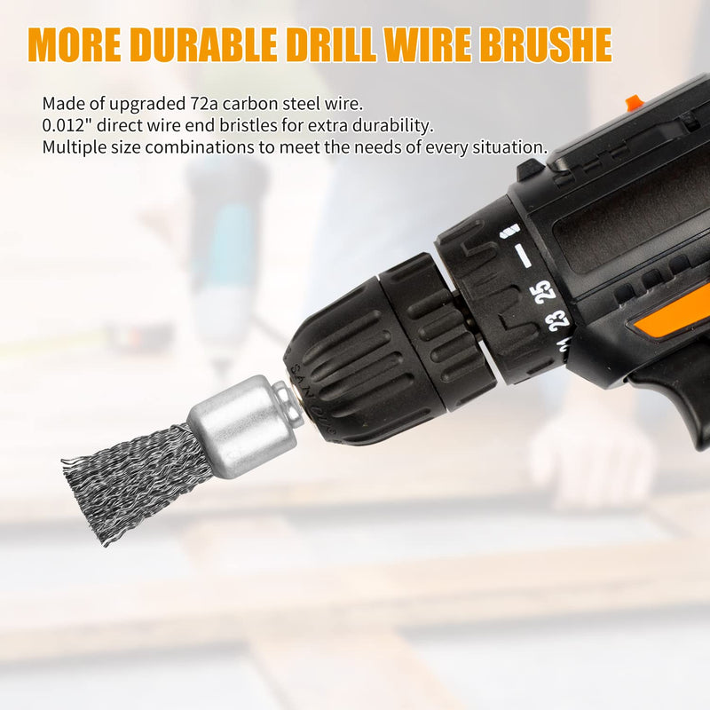 [Australia - AusPower] - 18 Pack Wire End Brush Set, Wire Brush for Drill ,6 Sizes 0.012"Crimped Wire Wheel for Drill 1/4 Inch Shank, for Drill Attachment 18 Pcs Kit 
