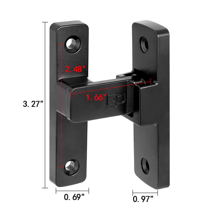 INIRET3 Packs Black 90 Degree Barn Door Lock ，Premium Zinc Alloy Latch - Flip Gate Latches ，for Cabinets, Bathroom, Barn & Garden Doors - Secure Sliding Door Hardware Black_90 Degree 3