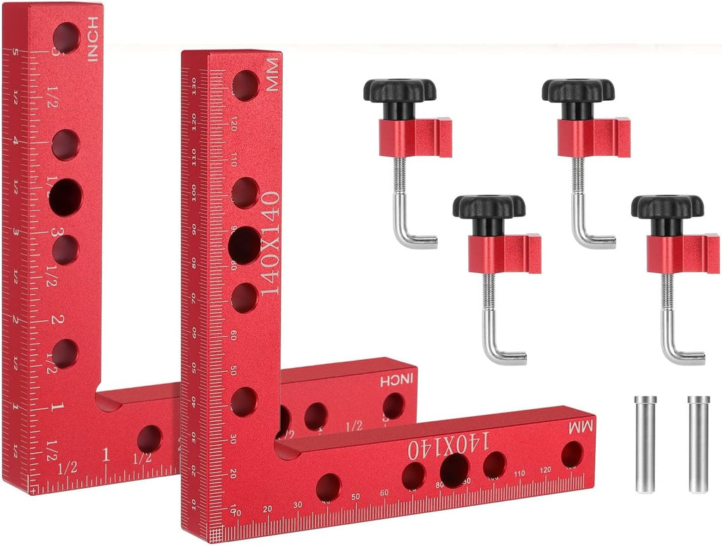 90 Degree Right Angle Clamp Set for Woodworking, 2 Pack 4.7'' Multifunction Precision Positioning Square Clamp for Carpenter, Corner Clamping Square Tool for Picture Frame Box Cabinets Drawers, Red 4.7'' 2 Pack 4.7'' Red