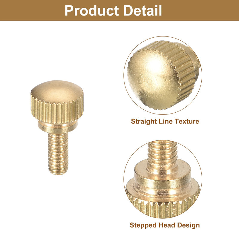 [Australia - AusPower] - uxcell M4x10mm Knurled Thumb Screws, 4pcs Brass Knurled Thumb Screws Bolts with Shoulder Grip Knobs Fasteners, Brass Tone 4 