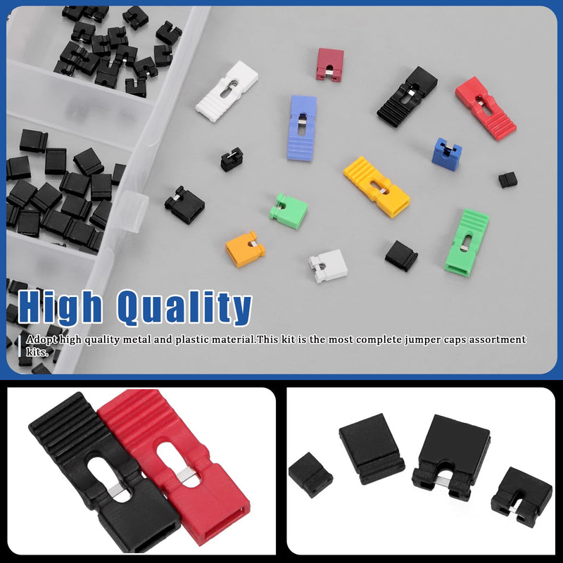 [Australia - AusPower] - Glarks 300pcs 1.27/2.0/2.54/mm Jumper Caps Kit, 6 Colors PCB Circuit Board Shunt Cap, Jumper Short Circuit Connection Pin Blocks, Standard Computer Jumper Caps for Arduino Raspberry Pi PCB PC DVD HDD 