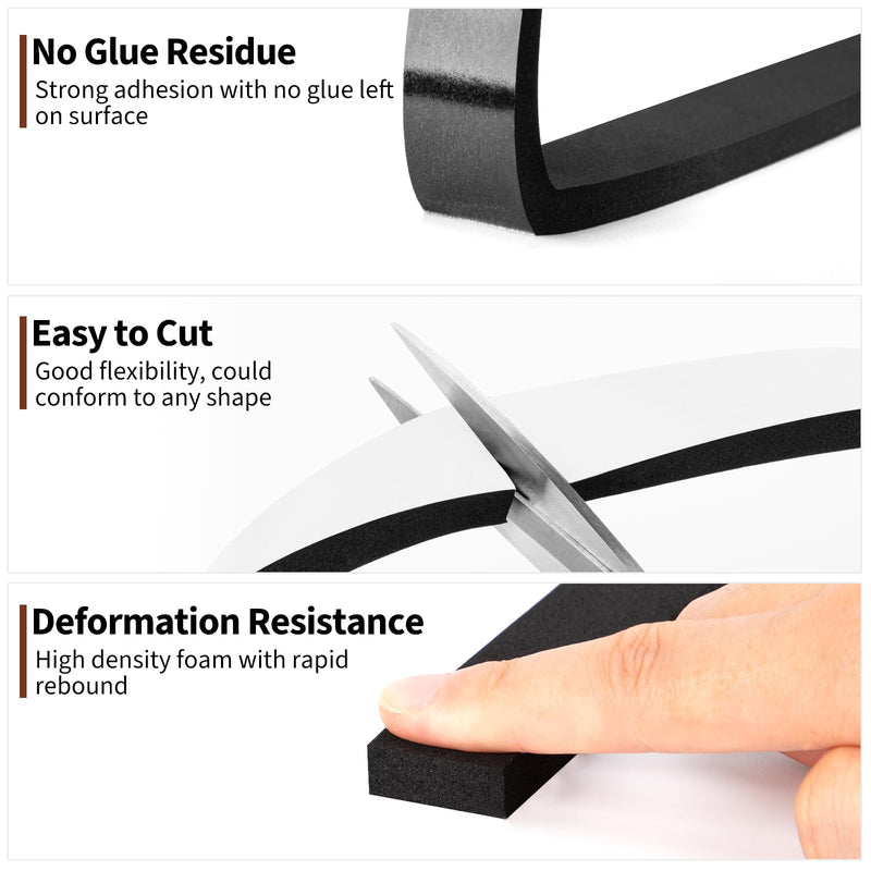 Yotache Foam Insulation Tape 2 Rolls 1" x3/8", High Density Foam with Adhesive Tape Self Stick Weather Stripping Thick, Total 13 Feet Long (2 X 6.5 Ft Each) 1"x3/8"x13 FT