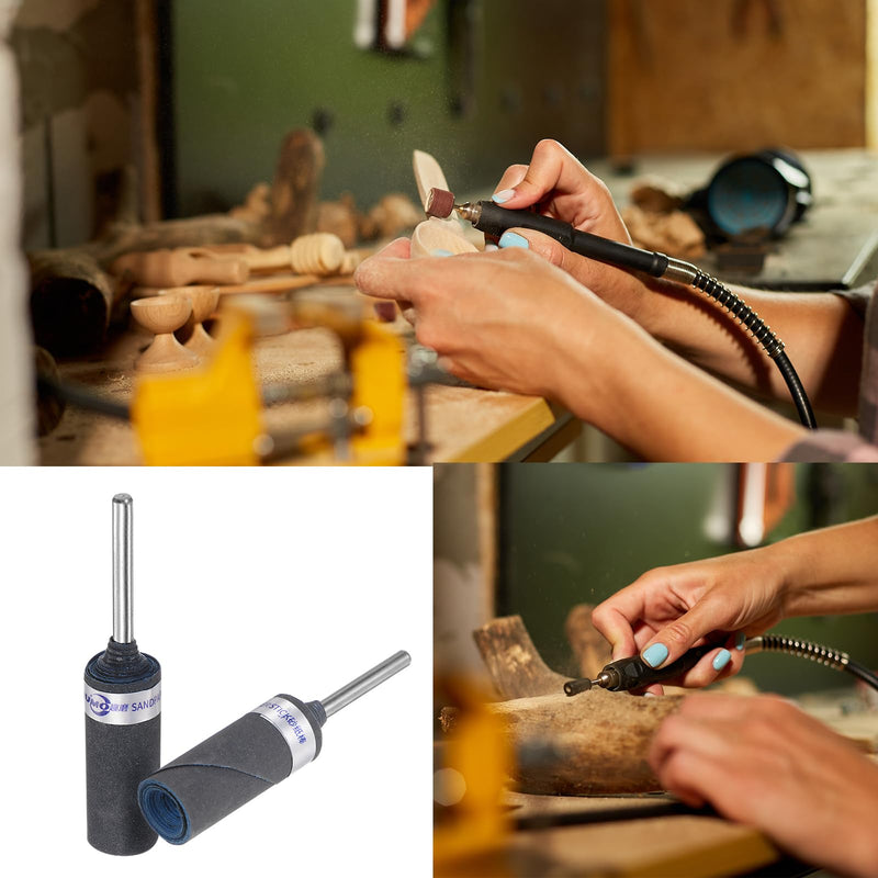 [Australia - AusPower] - QUARKZMAN 10pcs Sanding Sleeve Roller Set 180-7000 Grit 2.35mm Shank Sanding Drums Sleeves Cylinder Grinding Head for Woodworking Glass Metal Polishing 