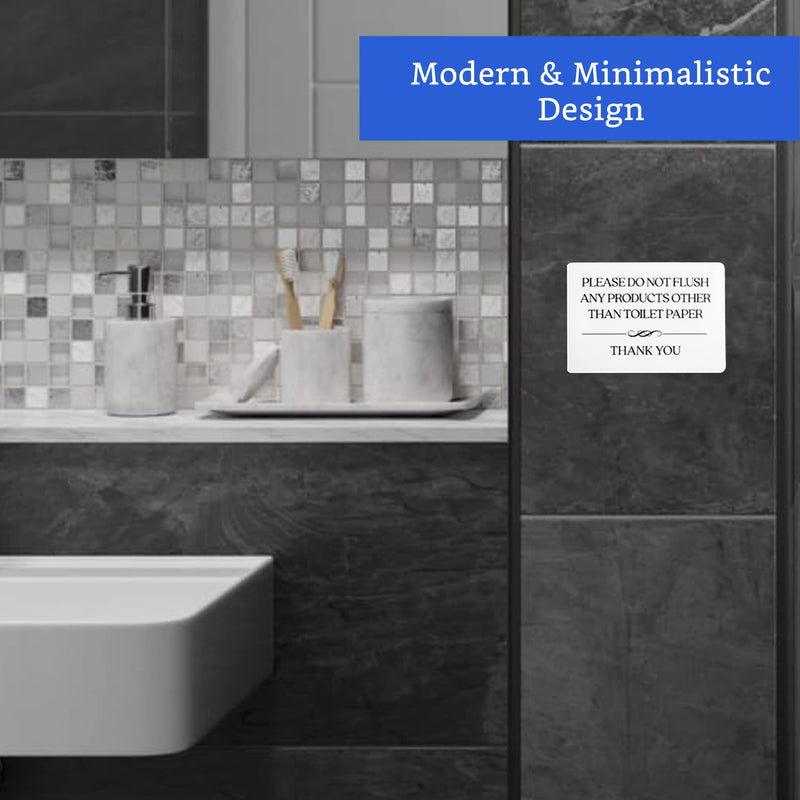[Australia - AusPower] - Do not Flush Toilet Sign (White Acrylic 5 x 3.5 in) - Do not Flush Feminine Products Sign - Bathroom Signs for Business - Restroom Sign - Airbnb Signs White (Pack of 1) 