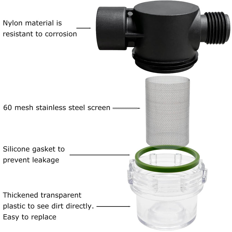 [Australia - AusPower] - 1/2" Female NPT in-Line Strainer with 60 mesh Stainless Steel Filter Screen (1/2“ 60 Mesh) 