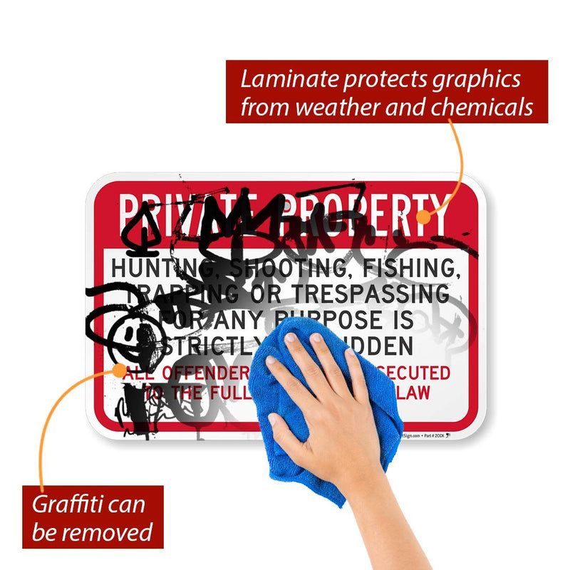 "Private Property - Hunting, Fishing, Trespassing Forbidden" Sign By SmartSign | 12" x 18" 3M Engineer Grade Reflective Aluminum 12" x 18" - EG Reflective Aluminum