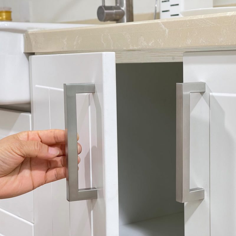 Cabinet Pulls Brushed Nickel Cabinet Handles Square Drawer Pulls, 10 Pack 7-1/2 Inch Stainless Steel Kitchen Door Cupboard Cabinet Handles, Cabinet Hardware Drawer Handles, 192mm Hole Centers 7-1/2 inch Hole Centers (192 mm)