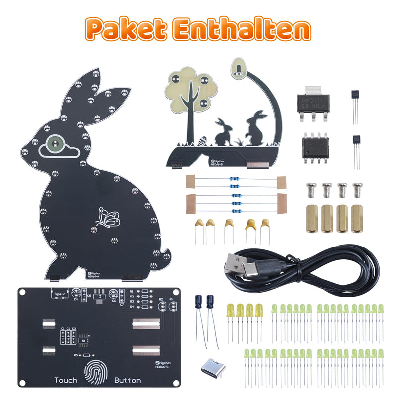 [Australia - AusPower] - ICrduioo Soldering Kit, Rabbit LED Light Soldering Exercise Kit, DIY Creative Electronic Kits, Teaching and Learning Training, DIY Soldering Project LED Lamps Kit with Touch Control, for Mint Fans 
