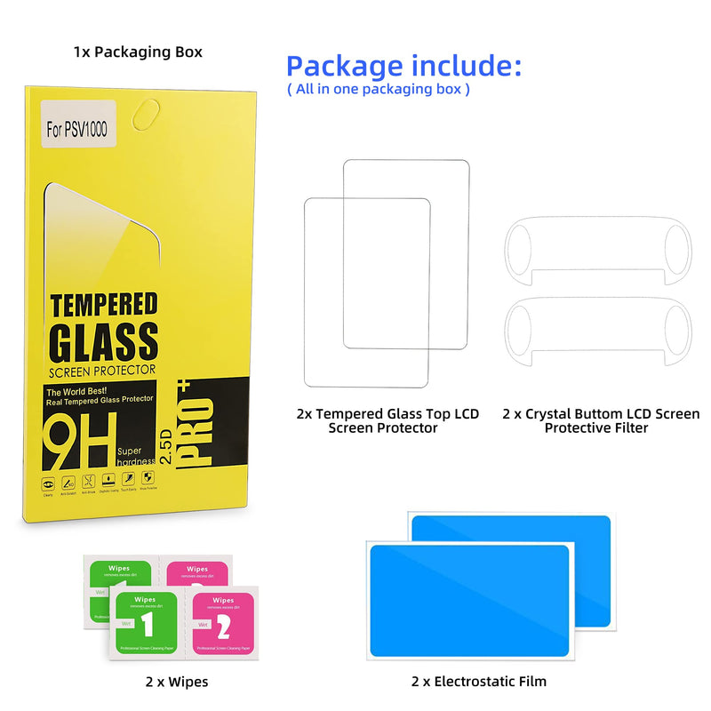 [Australia - AusPower] - Xahpower PS Vita 1000 Screen Protector, 9H Tempered Glass Front Screen Protector and HD Clear PET Back Screen Protective Film for Sony PlayStation Vita 1000 