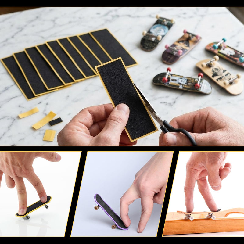 15Pcs Fingerboard Foam Grip Tape, Strong Adhesive Finger Skateboard Grip Tape, 110 x 38 mm Mini Fingerboard Deck Anti Slip Stickers, Black