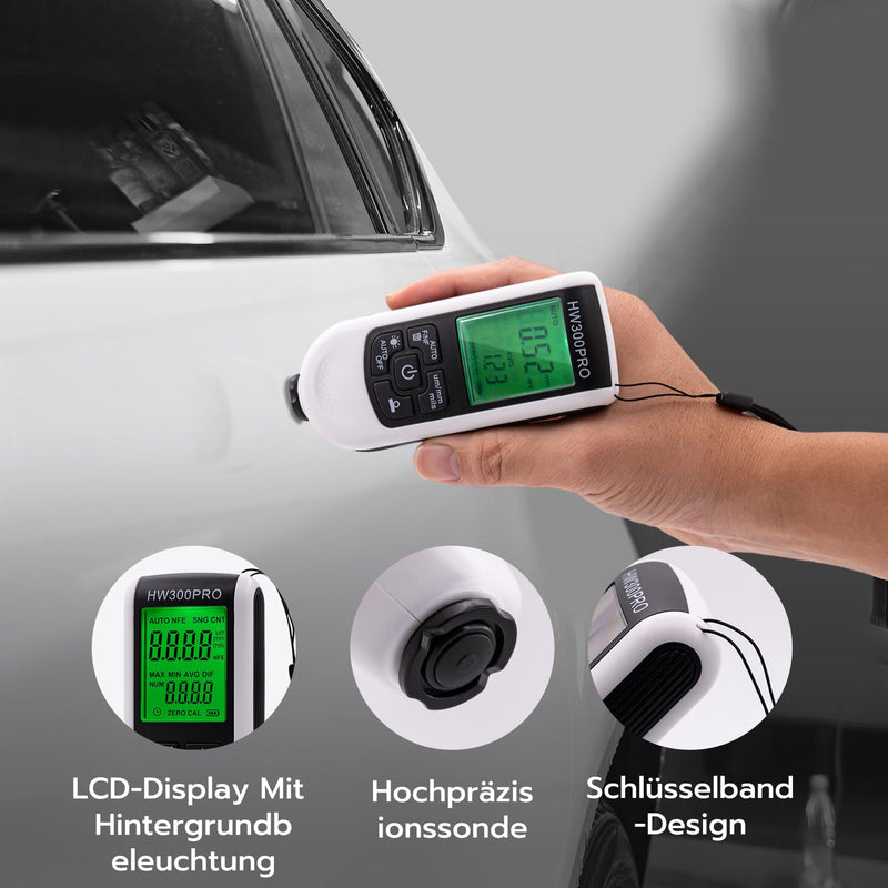 [Australia - AusPower] - Mcbazel Digital Coating Thickness Gauge, Paint Thickness Gauge, Car Paint Gauge, Measuring Range 0 to 2000um 