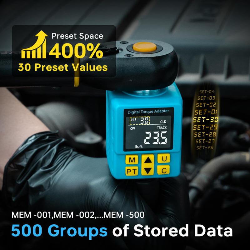 [Australia - AusPower] - Upgrade Digital Torque Adapter, (±1% Accuracy, 12.5-250Ft-lb), 1/2" Digital Torque Wrench Adapter for Car, Versatile Meter - Smart Alert | Peak/Track | Preset | Store/Delete, for Automotive(340N.m) 12.5-250Ft-lb/17-340 Nm 1/2-Inch 