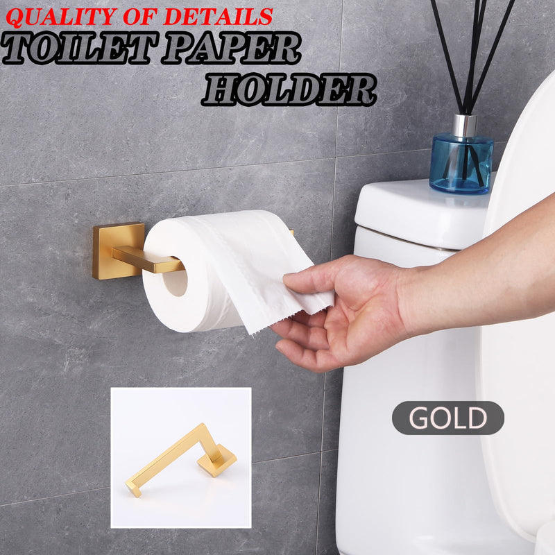 GERZWY Gold Bathroom Toilet Paper Holder Stainless Steel Tissue Paper Roll Holder Wall Mount IG1805-BE