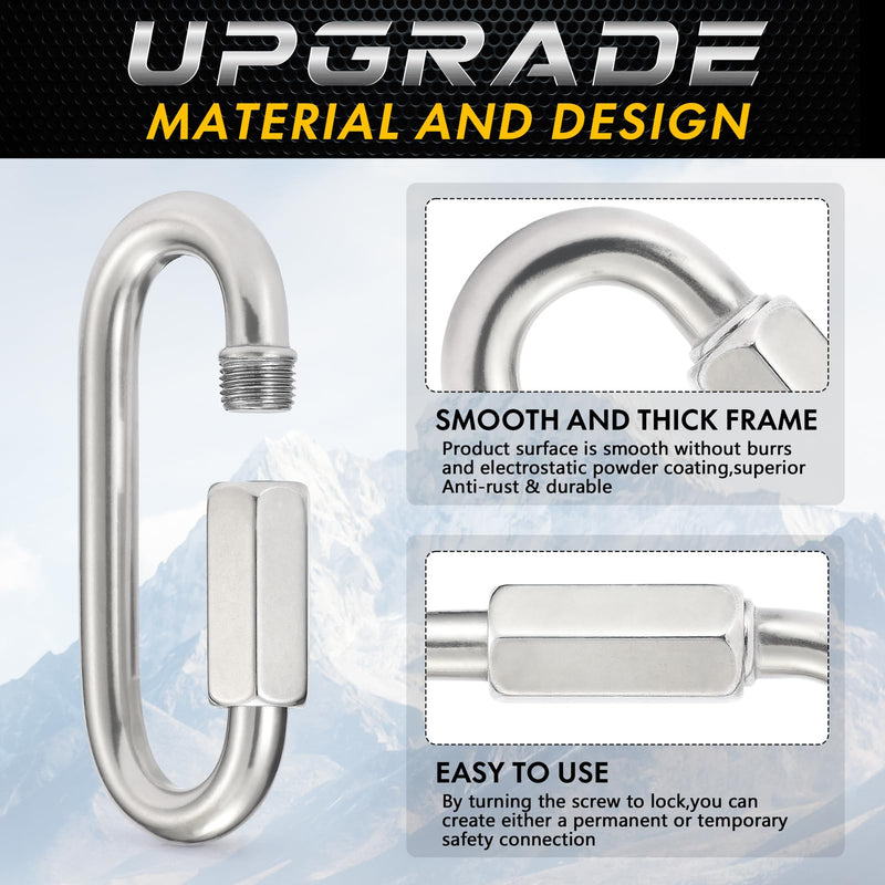[Australia - AusPower] - Sprookber Stainless Steel Quick Links - 304 Heavy Duty Chain Connector, Screw Locking Carabiner, Hooks, Set of 4 2.45 Inch 