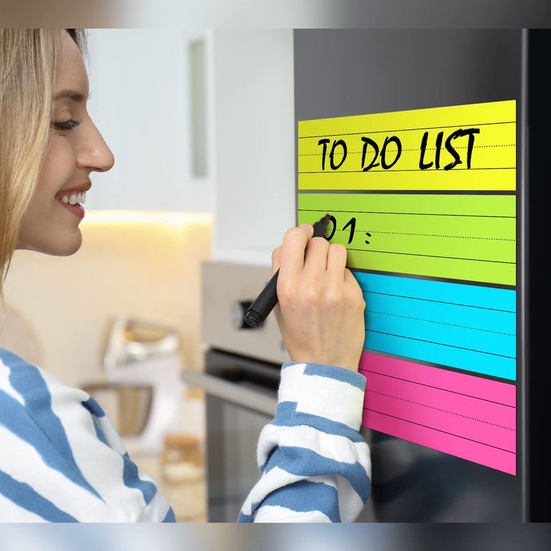 [Australia - AusPower] - 12 Pack Magnetic Sentence Strips for teachers Sentence Strips 12 x 3 Inch Magnetic Dry Erase Sentence Strips Lined Magnetic Strips Reusable Classroom Learning Tool for Office School (Multicolor) Multi Color 
