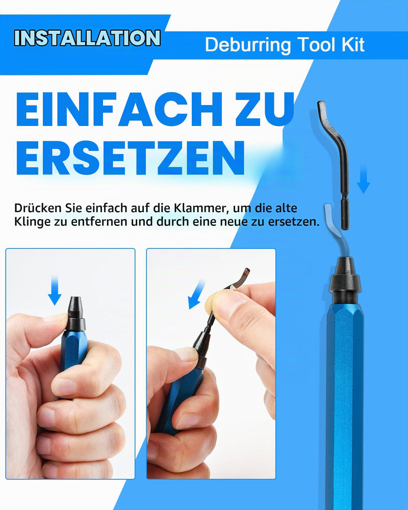 Deburring tool, universal deburring tool, 360° rotatable | With 10 high-quality blades, hand deburrer for metal, plastic & 3D printing tool - deburring tool - deburrer for 3D printing/aluminum
