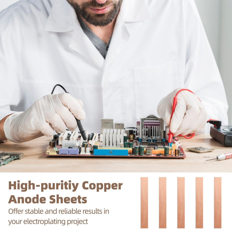 [Australia - AusPower] - 12 Pcs Pure Copper Anode Sheets, 0.04"x1"x6" Electroplating Strips - High-Purity Electrode Plates for DIY Plating & Scientific Experiments, Industrial-Grade Metal Coating Supplies 
