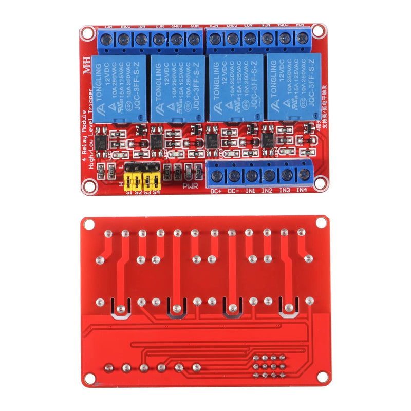 [Australia - AusPower] - 2pcs DC 12V Relay Module 4 Channel Relay Board Shield with Optocoupler Isolation Suport High/Low Level Trigger 