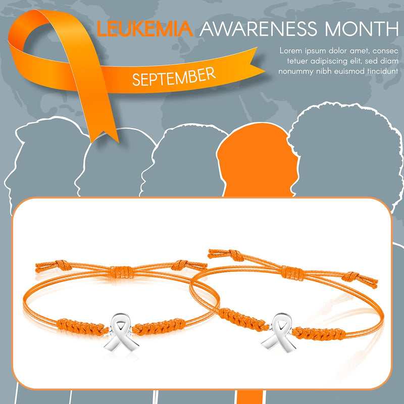 Sasylvia 20/50/100/150 Pcs Leukemia Awareness Bracelets Orange Ribbon Bracelets Leukemia Lymphoma Cerebral Cancer Awareness Support Wristbands for Women Man Social Charity Welfare Event 100
