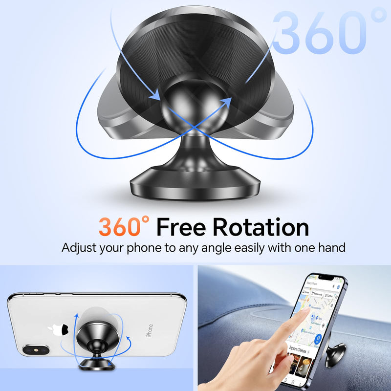 [Australia - AusPower] - 【 2-Pack 】 Magnetic Phone Holder for car Dashboard [ Strong Magnet ] [ 4 Metal Plate ] iPhone Magnetic Phone Mount for car, [ 360° Rotation ] Universal Dash Car Mount Fits All Cell Phone 