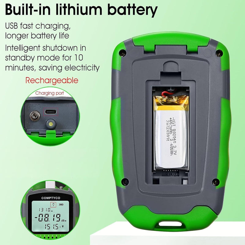 [Australia - AusPower] - Rechargeable Optical Power Meter A-MC70-30 (-70~+10dBm) mini Fiber Cable Tester for SC/FC/ST/LC Interface 4-in-1 Function with Fiber Test Pen 30 & RJ45 LED Equipped with 1 FC-LC Adapter 