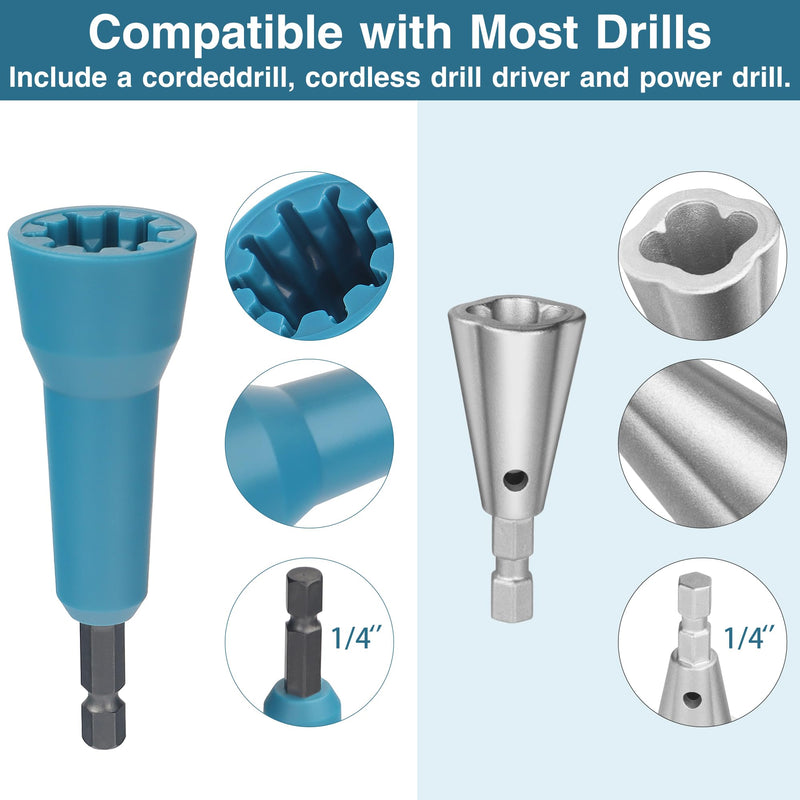 [Australia - AusPower] - Wire Nut Twister,Wire Twisting Tool,Wire Nut Twiter for Drill,Spin Twist Wire Connector Socket,Wire Connector Driver with 1/4" Chuck,Wire Stripping and Twisting Tool for Cable Quick Stripping(2pcs) Wire Nut Twister Blue&Metal 
