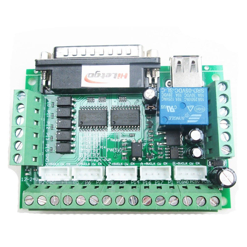 [Australia - AusPower] - HiLetgo MACH3 Engraving Machine CNC 5 Axis Stepper Motor Driver Interface Board with Optocoupler Isolation Blue Board + USB Cable 