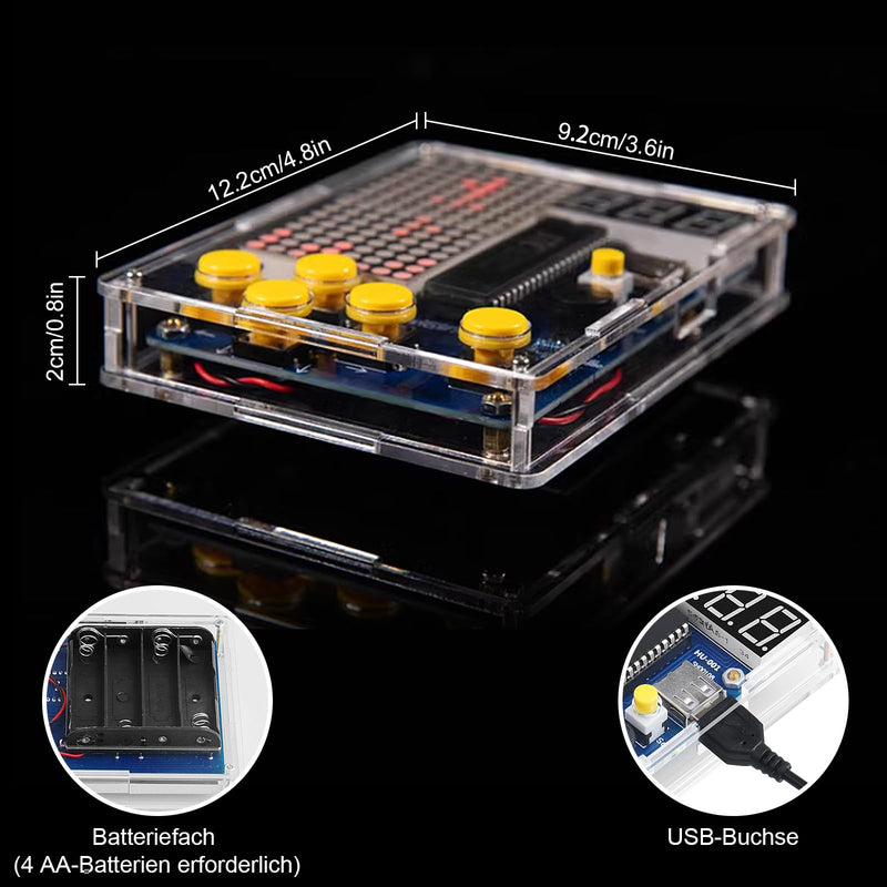 DIY Game Console Handset with Acrylic Casing, Soldering Practice Kit, DIY Retro Classic Electronics Kit for Mint School Education Yellow button