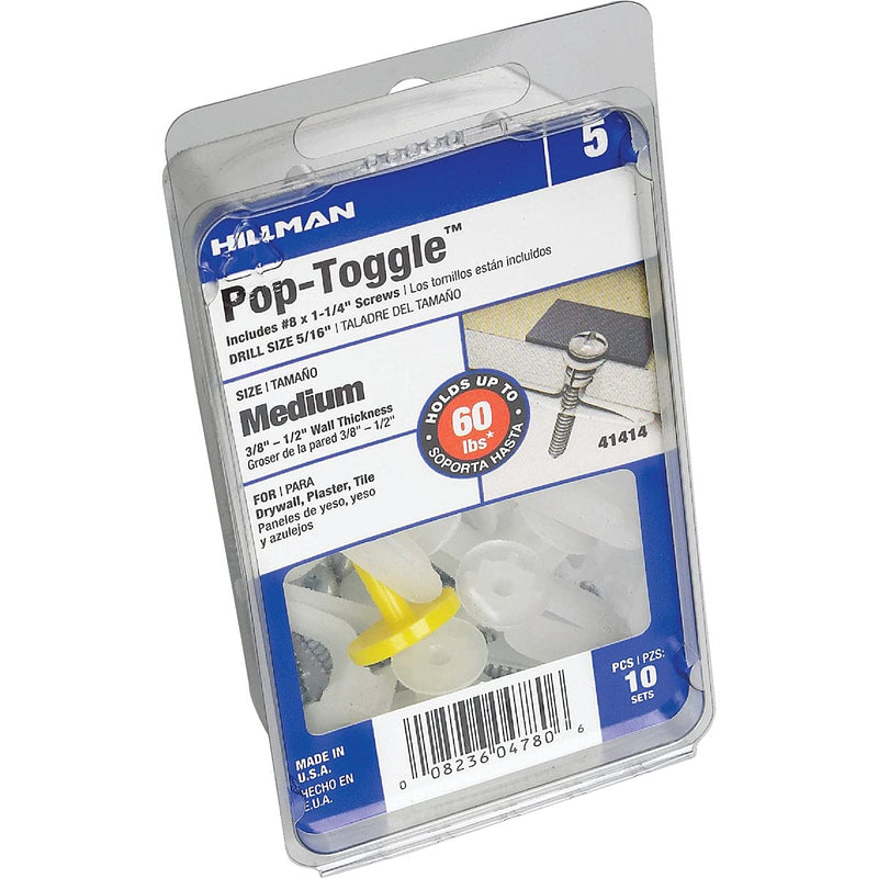 [Australia - AusPower] - Hillman 3/8 in. Dia. x 1-1/4 in. L Zinc Pan Head Pop-Toggle Anchors 10 pk 
