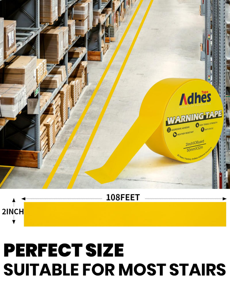 ADHES Black and Yellow Safety Tape + Yellow Hazard Warning Safety Tape