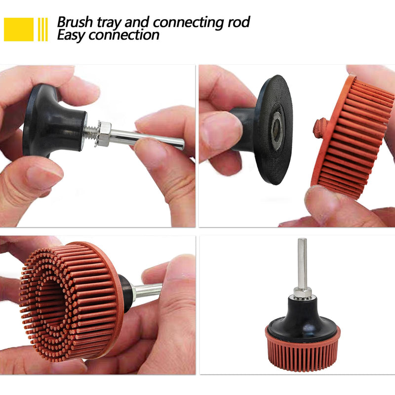 [Australia - AusPower] - Tools 2 Inch Bristle Disc Bristle Disc Grade - 220# Grit Abrasive Coating Removal Disc for Metal with 6mm Shank Attachment 1set Bristle Discs 2 220# RED 1 SET 
