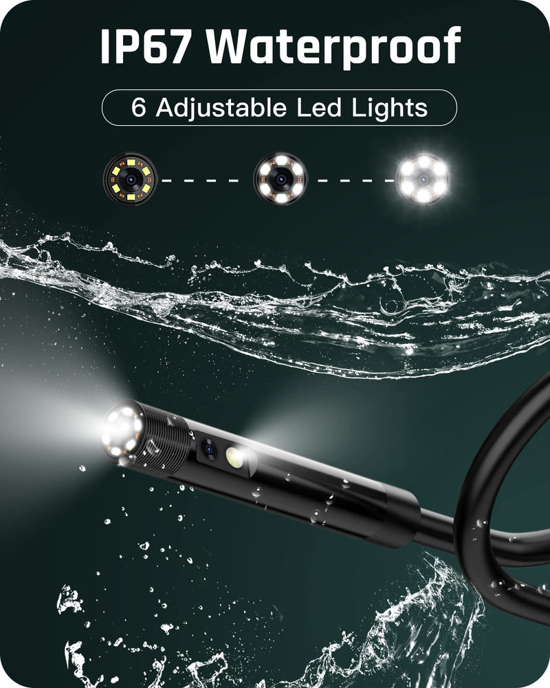 [Australia - AusPower] - Dual Lens Endoscope, 1080P HD Borescope Inspection Camera with Light, 4.5'' LCD Screen can Split Screen, 7.9mm IP67 Waterproof Scope Camera, 16.5FT Semi-Rigid Cable, 32GB Card 