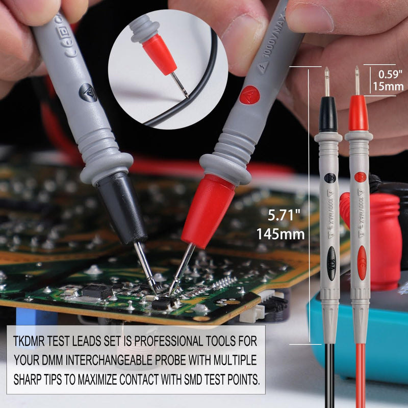 [Australia - AusPower] - TKDMR 19Pcs Electrical Multimeter Test Leads Set with Alligator Clips Test Hook Test Probes Lead Professional,5 Colors Jumper Wires Kit 1000V 10A CAT.II TKDTL2908 