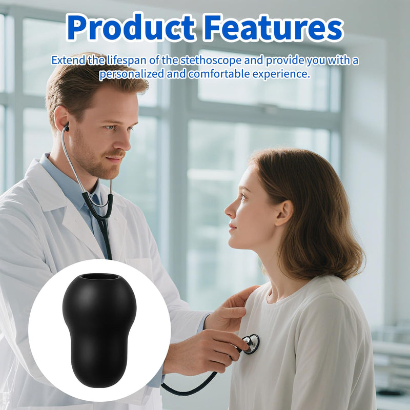 [Australia - AusPower] - 10PCS Black Ear Tips Replacement, Stethoscope Ear Tips/Earing Pieces Earplugs Accessories, Silicone Stethoscope Parts Replacement Eartips Earpieces, Comfortable Soft Stethoscopes Eartips Earpieces 