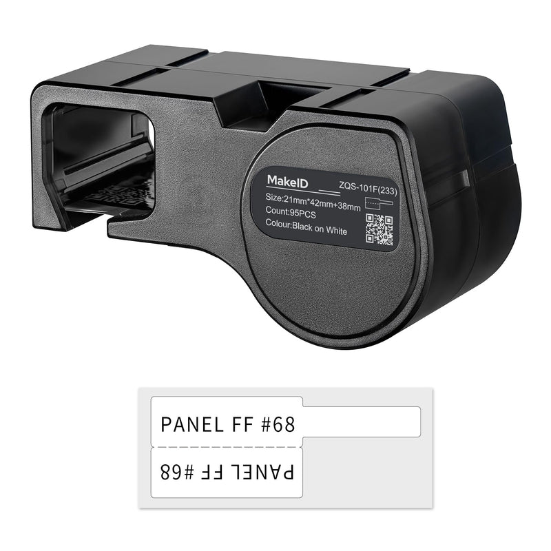 MakeID D50 T-Flag/P-Flag PET Label Cartridge for Indoor/Outdoor Wire and Cable Labeling, Black on White - for D50 Label Printer 21*42+38mm(95 Labels) P-Flag