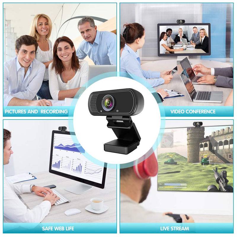 [Australia - AusPower] - Webcam HD 1080p ,Live Streaming Web Camera with Stereo Microphone, PC Desktop or Laptop USB Webcam with 110 Degree View Angle, HD Webcam for Video Calling, Recording, Conferencing, Streaming, Gaming Black 