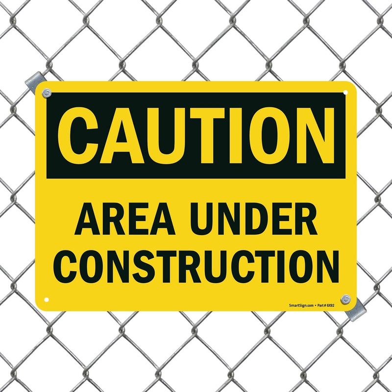 SmartSign - U9-1377-NP_10x14 "Caution - Area Under Construction" Sign | 10" x 14" Plastic Black on Yellow 10" x 14"