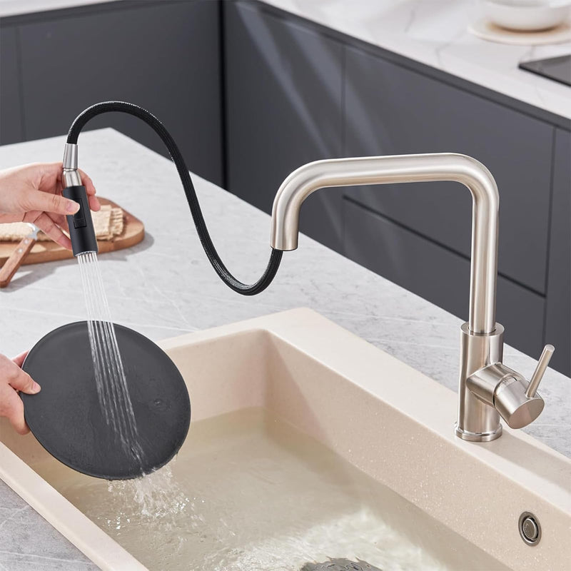 Extendable Kitchen Tap Shower Head Replacement Black 2-Way Function | Sparkling water mode and shower water mode with universal fit for all pull-out taps. Easy installation