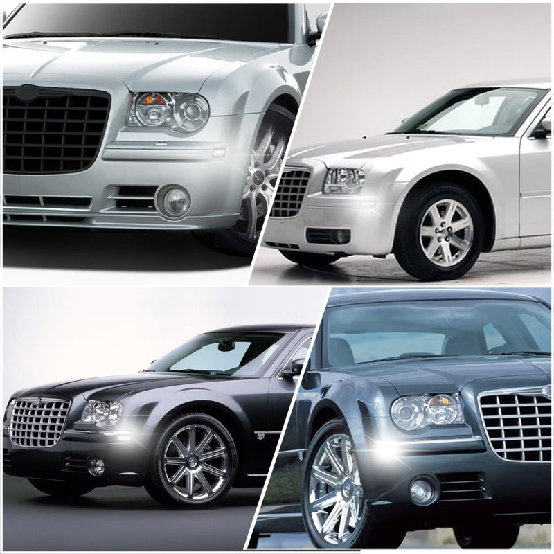 Smoked White LED Side Marker Lights Compatible with Chrysler 300 300C Sedan Base Touring SRT8 Limited 2005-2014 Front Side Indicator Lamps 2PCS (White Light) White Light