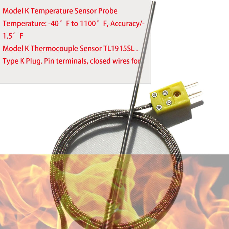[Australia - AusPower] - TL1917SL K Type thermocouple Probe -50℉~1100℉ 0.13in/40in 