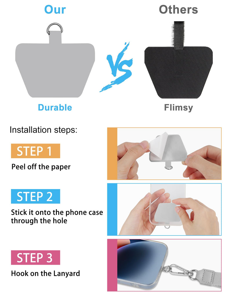 [Australia - AusPower] - SHANSHUI Phone Lanyard, 2 Pack Phone Lanyard Strap 2X Durable Tether Tab Universal Nylon Phone Neck Phone Charm Crossbody Lanyard for Cell Phone Fit All Smartphones (Black, Grey) 2 Tabs X Black Gray 