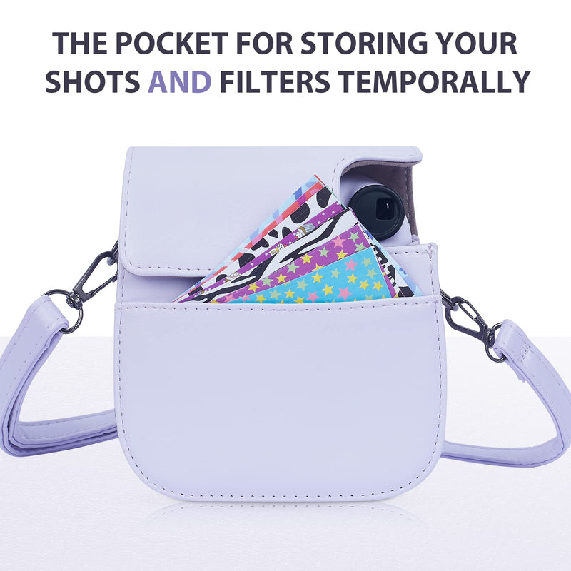 [Australia - AusPower] - Phetium Instant mini 12 Camera Protective Case Compatible with Instax Mini 12 11,PU Leather Bag with Pocket and Adjustable Shoulder Strap(Lilac Purple) Lilac Purple 