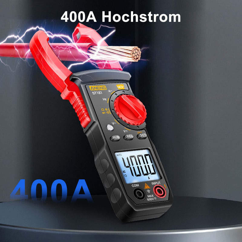 [Australia - AusPower] - Digital Current Clamp AC DC Multimeter: True-RMS 4000 Counts Ammeter with Automatic Range Selection for Measuring AC/DC Voltage Current Resistance Capacity Continuity NCV Detection 