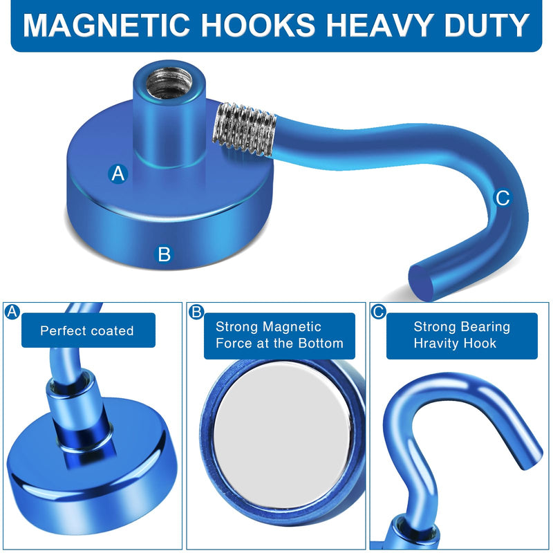 [Australia - AusPower] - LOVIMAG Cruise Must Haves, 80Lb Magnet Hooks, Blue Cruise Magnets for Door, Cruise Door Magnets, Magnetic Hooks for Hanging-6Pack 80lbs 